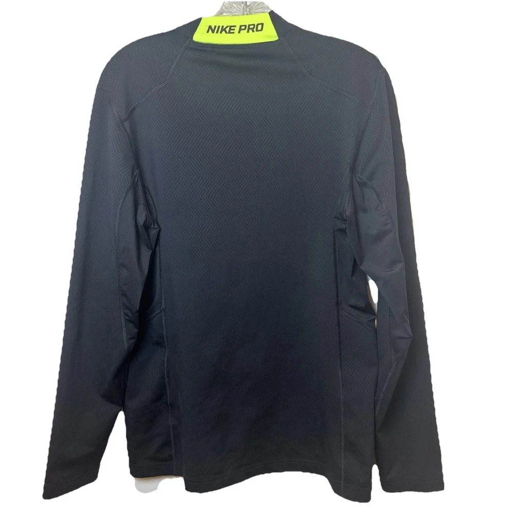 NIKE PRO Shirt Men Medium Black Long Sleeve Fitted Training Activewear Running